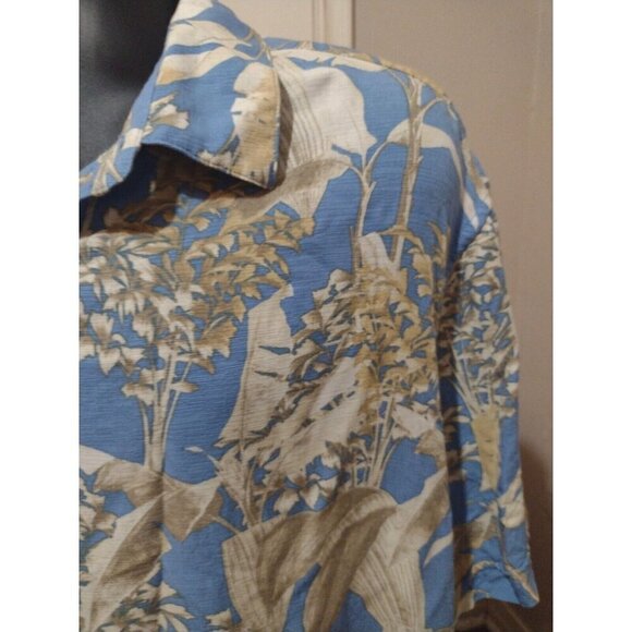 Cubavera Shirt Mens 3X Blue Floral Hawaiian Button Up Short Sleeve Viscose - Picture 5 of 12